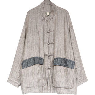 古石后原创亚麻衬衫外套女春装2026新款高级感老钱风新中式上衣