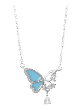 18光年新款S999足蝴蝶银项链夜光