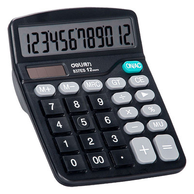 得力837计算器12位桌面大屏迷你