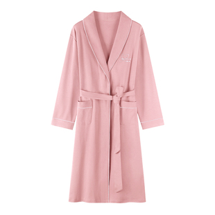 睡袍女春秋季中年人女士纯棉长袖大码中长款秋天宽松浴袍浴衣睡衣