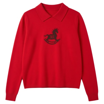 马上来财POLO羊毛羊绒显瘦针织衫