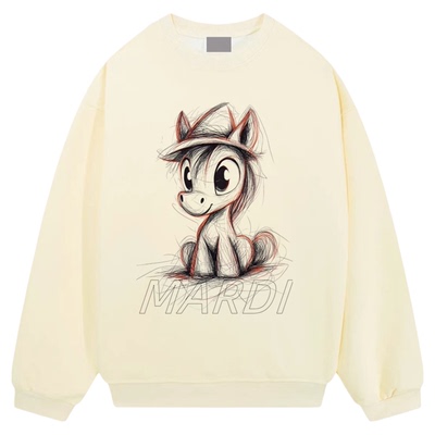 马年本命年红色衣服素描小马卫衣