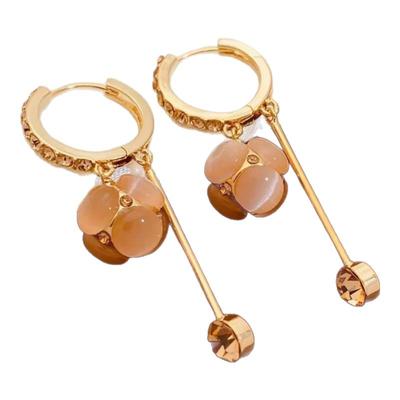 猫眼石球球流苏耳环女