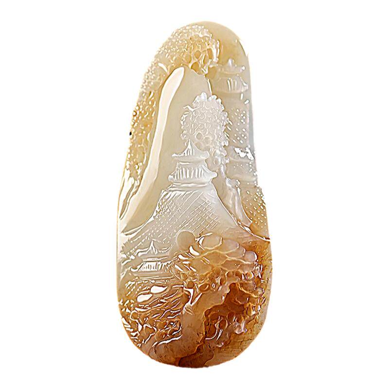 新疆和田玉且末糖料糖玉山水牌