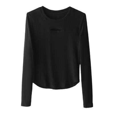 Smen诗萌镂空设计感圆领纯色T恤