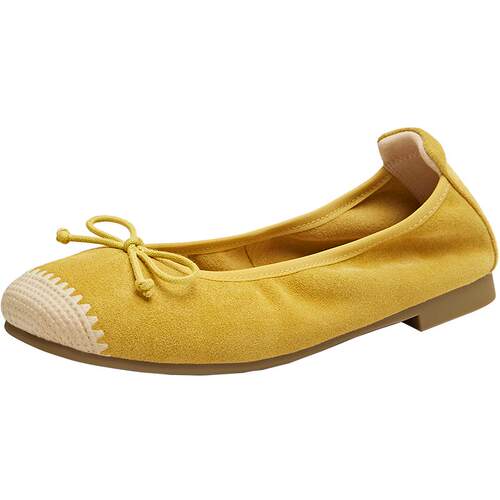 天美意彩虹夹心软糖软底芭蕾浅口单鞋女平底红色小皮鞋2026春新款