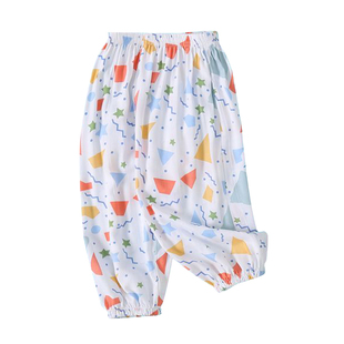 夏季薄款儿童防蚊裤绵绸睡裤男女童空调裤宝宝中小童长裤外穿防晒