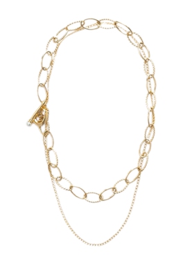 叠搭链条字母天然珍珠百搭项链