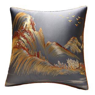 客厅靠垫轻奢抱枕沙发靠山中式高级感床头靠背垫中国风靠枕套方形