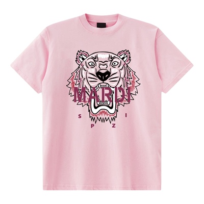 老虎头圆领短袖t恤男女情侣装