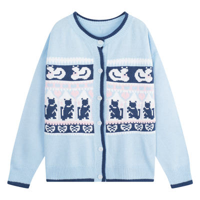 YUZI韩系童趣减龄特大码针织开衫