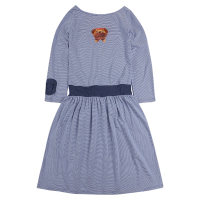 coconut系列 垂眼小狗立体毛绒贴布长袖连衣裙