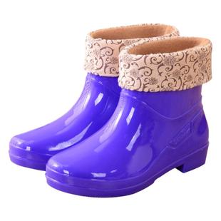 四季女士短筒雨鞋加绒保暖短筒成人雨鞋防滑厨房清洁胶鞋劳工雨靴