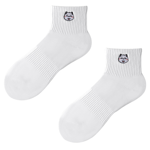 子墨袜子男士中筒袜纯棉纱线可爱卡通防臭白袜夏季薄款短袜男生潮