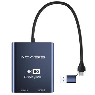 阿卡西斯displaylink扩展坞拓展三屏异显兼容苹果Macbook外接显示器分屏转换器 USB转HDMI4K60Hz拓展坞Type-C