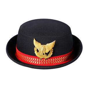 女式卷边帽保安卷檐帽子飞行员大檐帽演出用乐队服装配件表演帽子