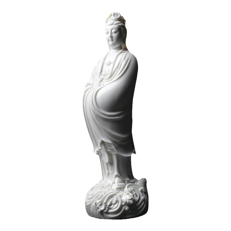戴玉堂陶瓷摆件《渡海观音》赖雪宝德化白瓷佛像观世音菩萨工艺品