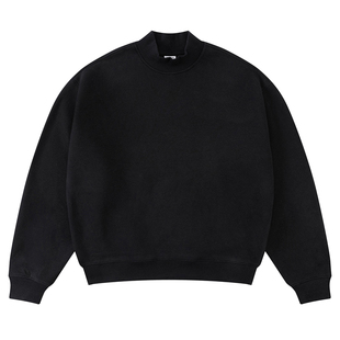 半高领纯色宽松卫衣男潮牌美式高街简约休闲加绒cleanfit短款上衣