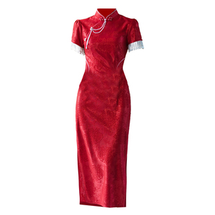 敬酒服新娘新郎旗袍新中式订婚红色礼服裙2025新款冬季回门出阁宴