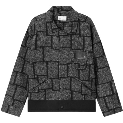 流石男装时尚格子毛呢外套夹克衫
