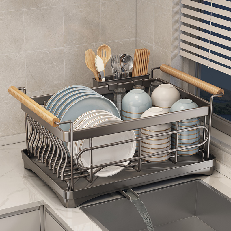 帅仕不锈钢碗碟收纳架厨房置物架多功能沥水篮碗架放碗盘沥水架