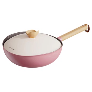 懒米抱抱锅女士轻量有钛不粘炒锅家用炒菜平底锅电磁炉燃气灶专用