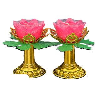 佛前供莲花蜡烛莲花灯神明烛神明灯还愿灯供灯红烛供佛蜡烛荷花灯