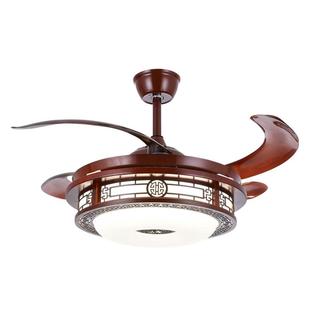 新中式风扇灯吊扇灯实木隐形餐厅客厅吊灯吊扇一体带灯古典中国风