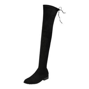 h先生/SW过膝长靴女秋冬季弹力高筒靴长筒靴子5050平底 内增 粗跟