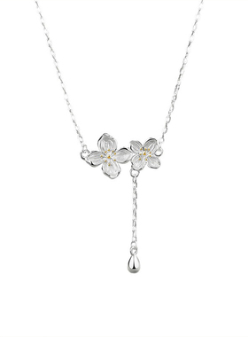 足银999古风栀子花防过敏项链