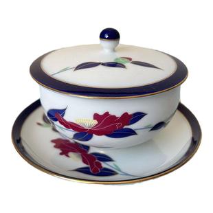 日本进口香兰社山茶花陶瓷盖碗茶杯茶碗茶具茶壶盘子花器花瓶