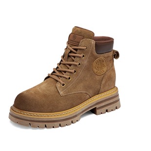 复古真皮内增高小个子马丁靴女款2026新款工装短靴英伦风大黄靴子