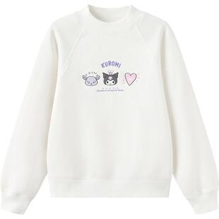 【库洛米IP】巴拉巴拉女童加绒卫衣秋冬款童装大童宝宝白色打底衫