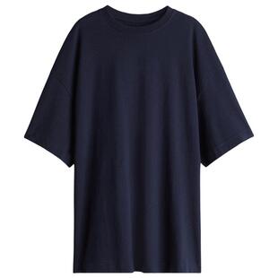HM女装夏季时尚休闲汗布罗纹领口大廓形T恤1137208