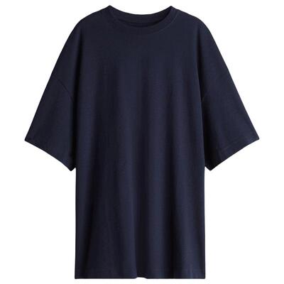 HM女装春季时尚休闲汗布罗纹领口大廓形T恤1137208