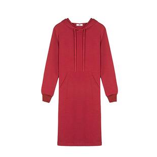 中山卫衣工厂连帽卫衣裙女加绒2025新款中裙显瘦遮肚腩休闲连衣裙