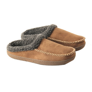 出口英国男士厚底大码保暖秋冬橡胶软底加厚半包跟居家用棉拖鞋