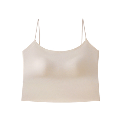 细肩带粉底液内搭肤色隐形内衣女带胸垫文胸罩杯一体美背吊带背心