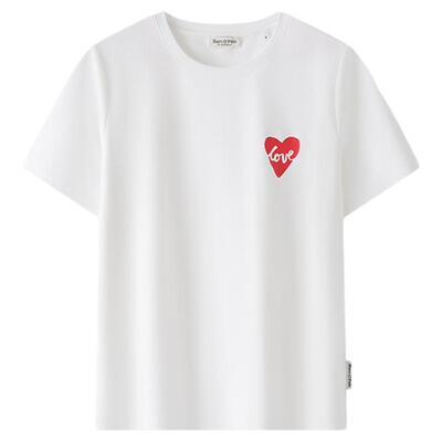 MOP圆领简约莱卡小爱心印花T恤女