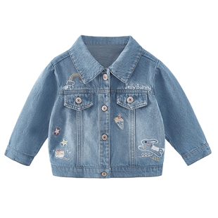 [纯棉抗菌]女童牛仔外套2025新款宝宝秋季甜美小童秋装儿童上衣女