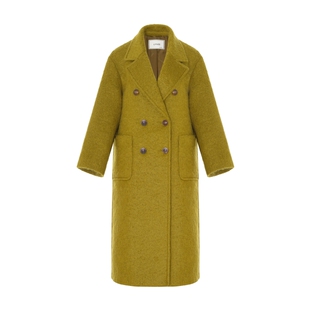 LYNEE 马海毛圈圈呢复古贴袋双排扣大衣女秋季新款毛呢外套