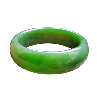 天然和田碧玉手镯子菠菜绿宽版条女款旺夫真器直播间复古风送妈妈