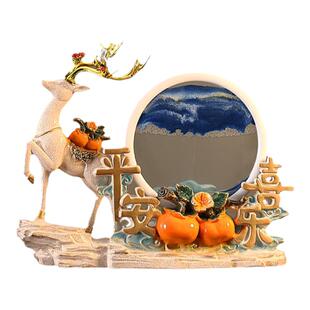 创意流沙画摆件平安喜乐鹿电视柜玄关酒柜装饰乔迁新家居结婚礼物