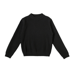 赫米童装2025秋冬新款儿童粗坑条半高领打底毛衣中大童针织衫百搭