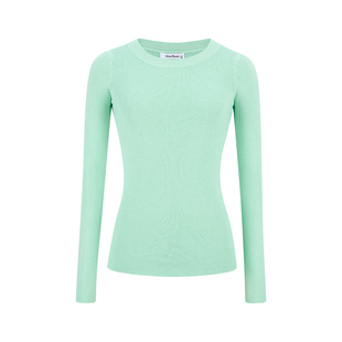 MosesQueen魔西女王薄荷绿色针织打底衫内搭毛衣修身显瘦长袖上衣