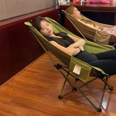办公室午睡躺椅便携午休折叠床单人工位简单轻便休闲办公月亮椅子