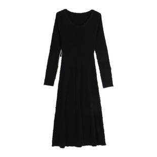 西町村屋连衣裙女冬新款纯色百搭简约款羊毛长袖针织裙HD8502293