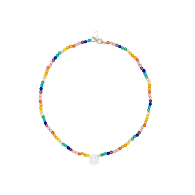 月光石笑脸项链小众锁骨链百搭