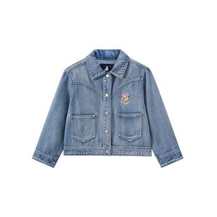 TeenieWeenie Kids小熊童装25年新款女童复古时尚风牛仔衫外套