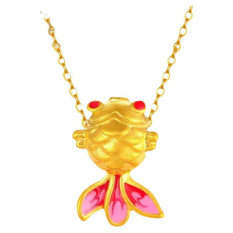 足金9999锦鲤吊坠黄金项链小金鱼
